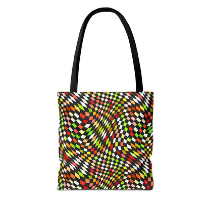 Warped Yellow/Green Checkered Canvas Tote Bag