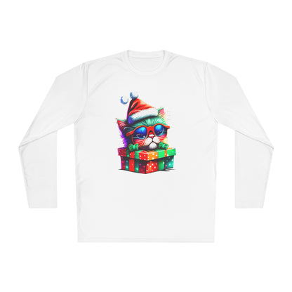 Christmas Kitten w/Gift Adult Long Sleeve Tee
