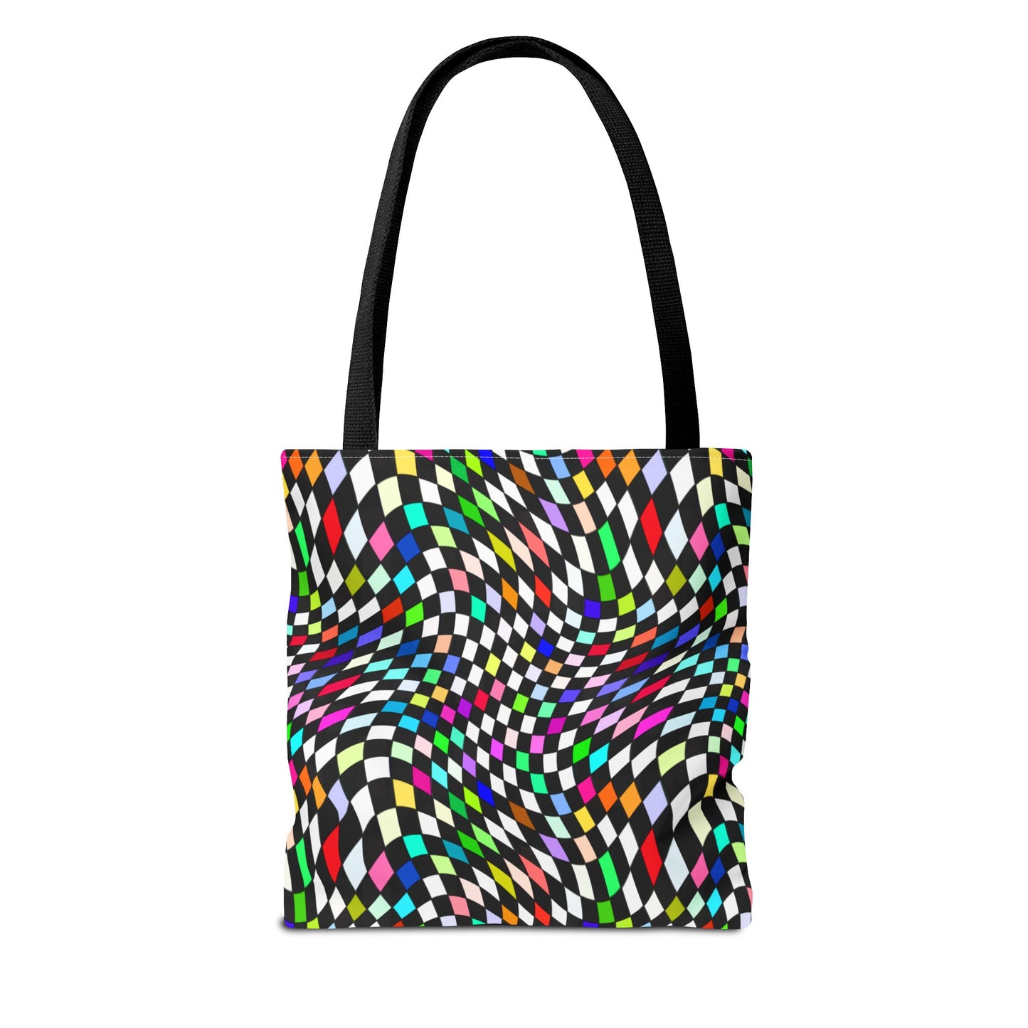 Warped Colorful Checkered Canvas Tote Bag