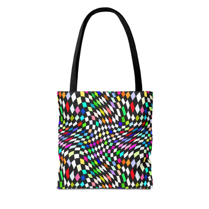 Warped Colorful Checkered Canvas Tote Bag