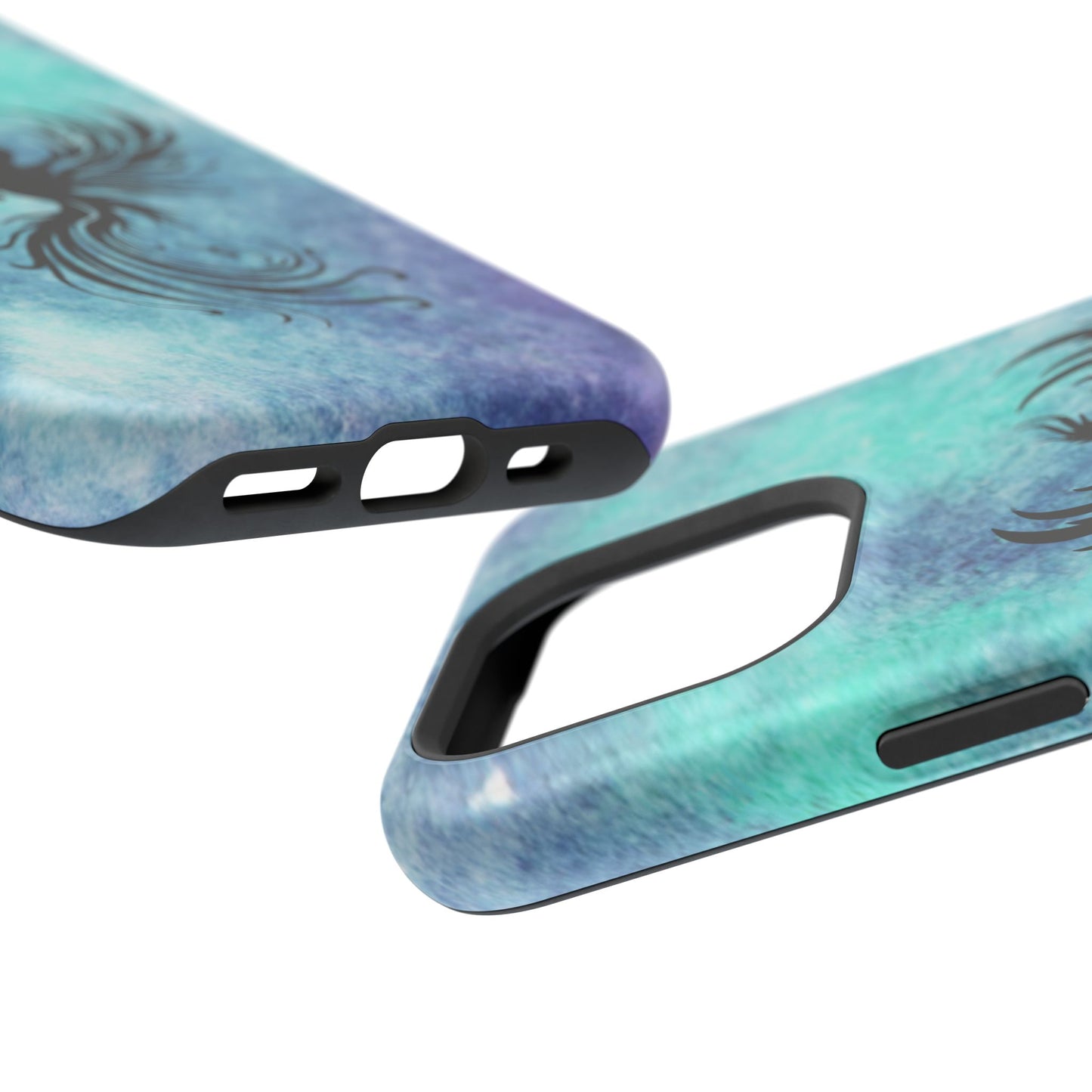 Phoenix Silhouette Over Teal Nebula MagSafe® Compatible Tough Case for iPhone