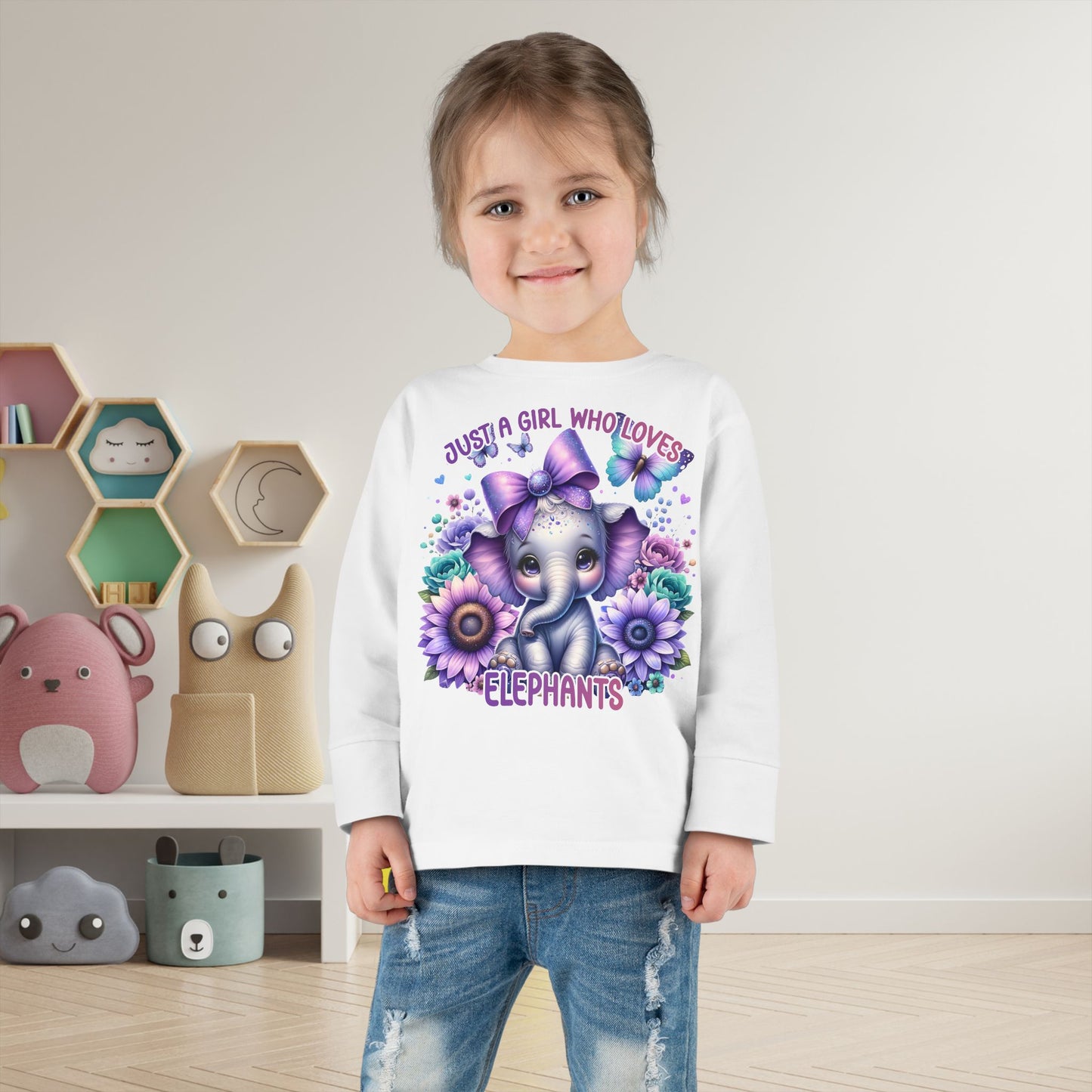 Just A Girl Who Loves Elephants Toddler Long Sleeve Tee