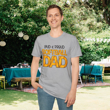 Loud & Proud Softball Dad Adult T-shirt