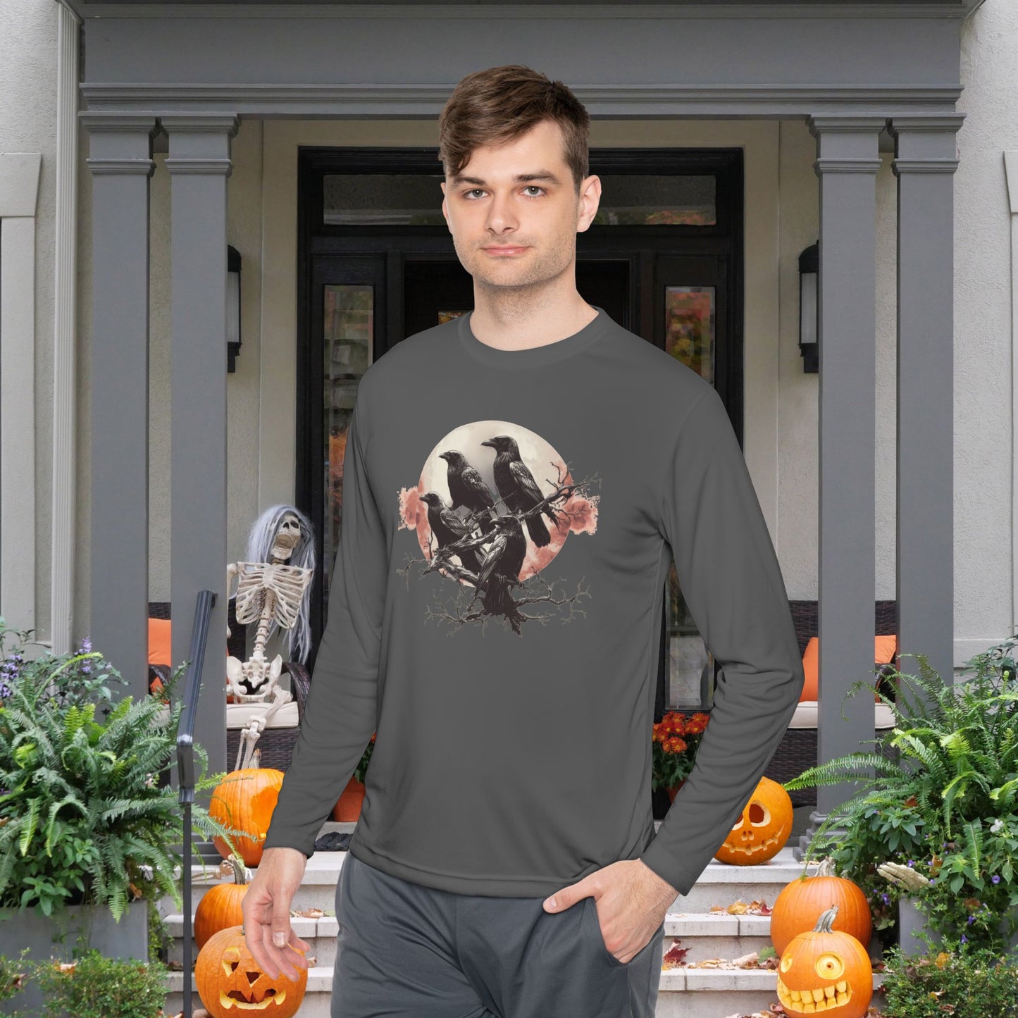 Halloween Crows 2 Adult Long Sleeve Tee