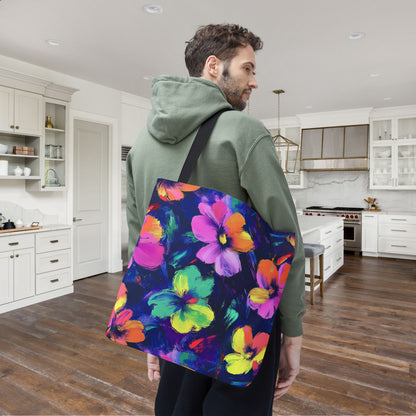 Watercolor Flowers Canvas Tote Bag