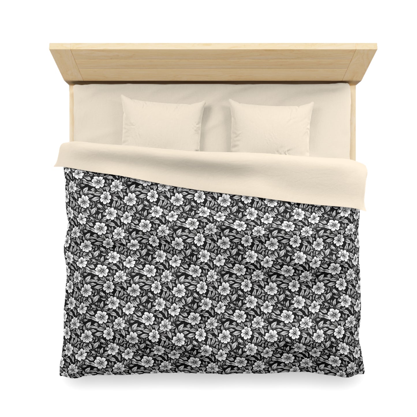 Monochrome Paradise Bloom Microfiber Duvet Cover