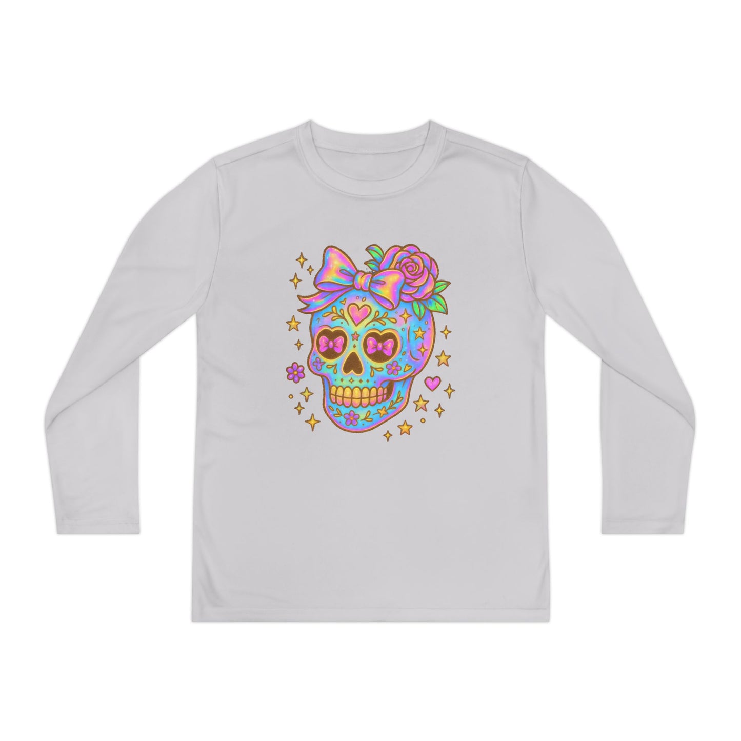 Neon Sugar Skull Youth Long Sleeve Tee