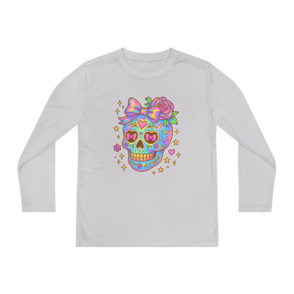 Neon Sugar Skull Youth Long Sleeve Tee