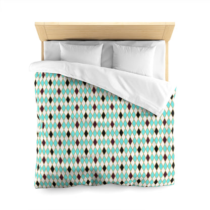 Teal Mosaic Harlequin Microfiber Duvet Cover