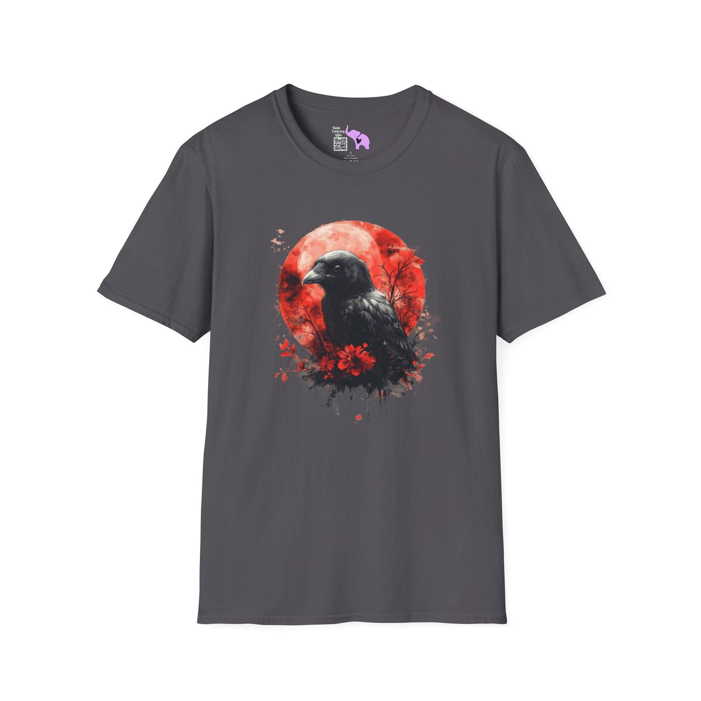 Creepy Raven with Full Moon Adult T-shirt