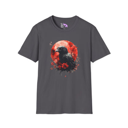 Creepy Raven with Full Moon Adult T-shirt