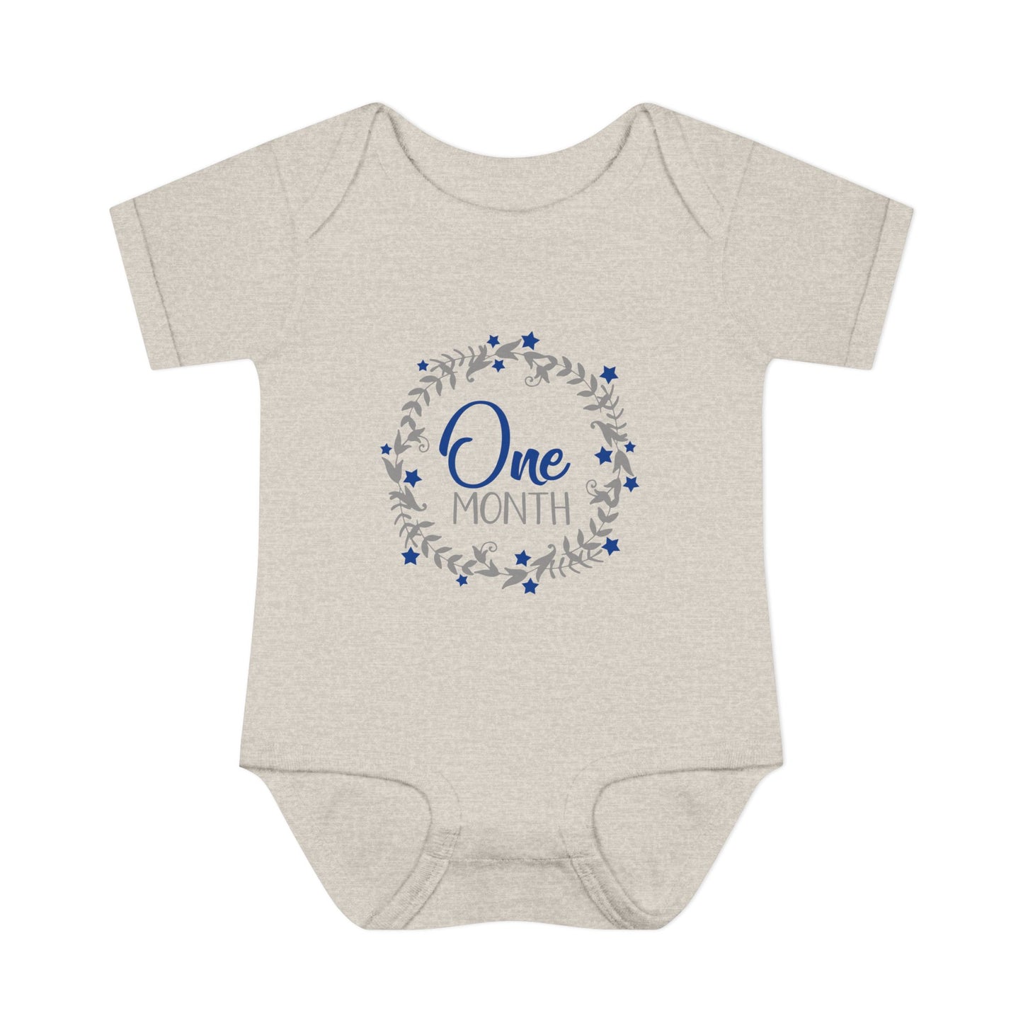 Blue Milestone Wreath Onesie-One Month