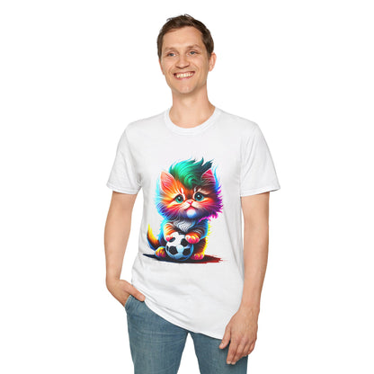 Cute Colorful Kitten w/Soccer Ball T-shirt