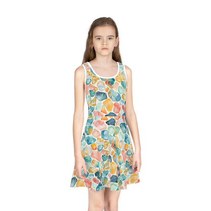 Ocean Pebble Drift Girls' Sleeveless Sundress