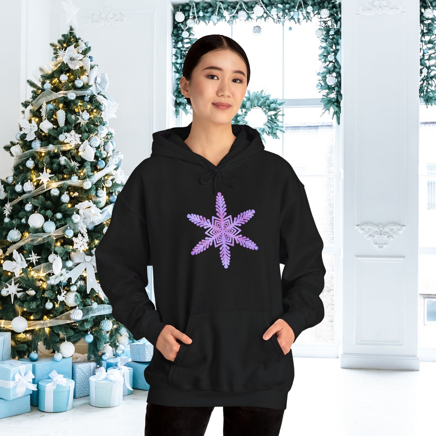 Large Snowflake 2 Adult Heavy Blend™ Hooded Sweatshirt