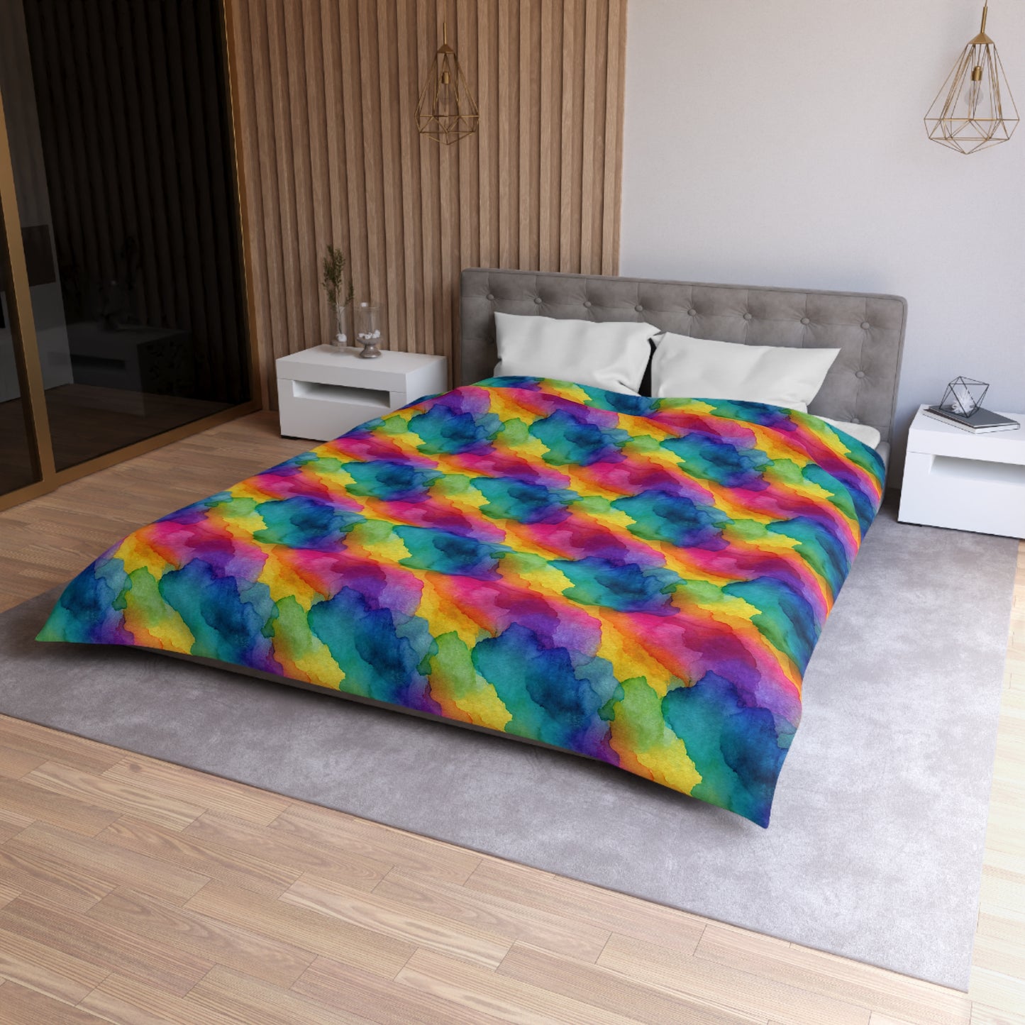 Rainbow Watercolors Duvet Bedding Set
