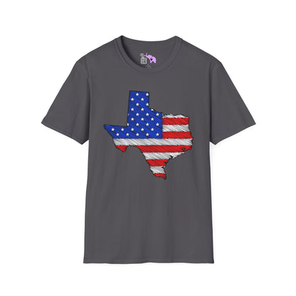 Texas American Flag 2 Adult T-shirt