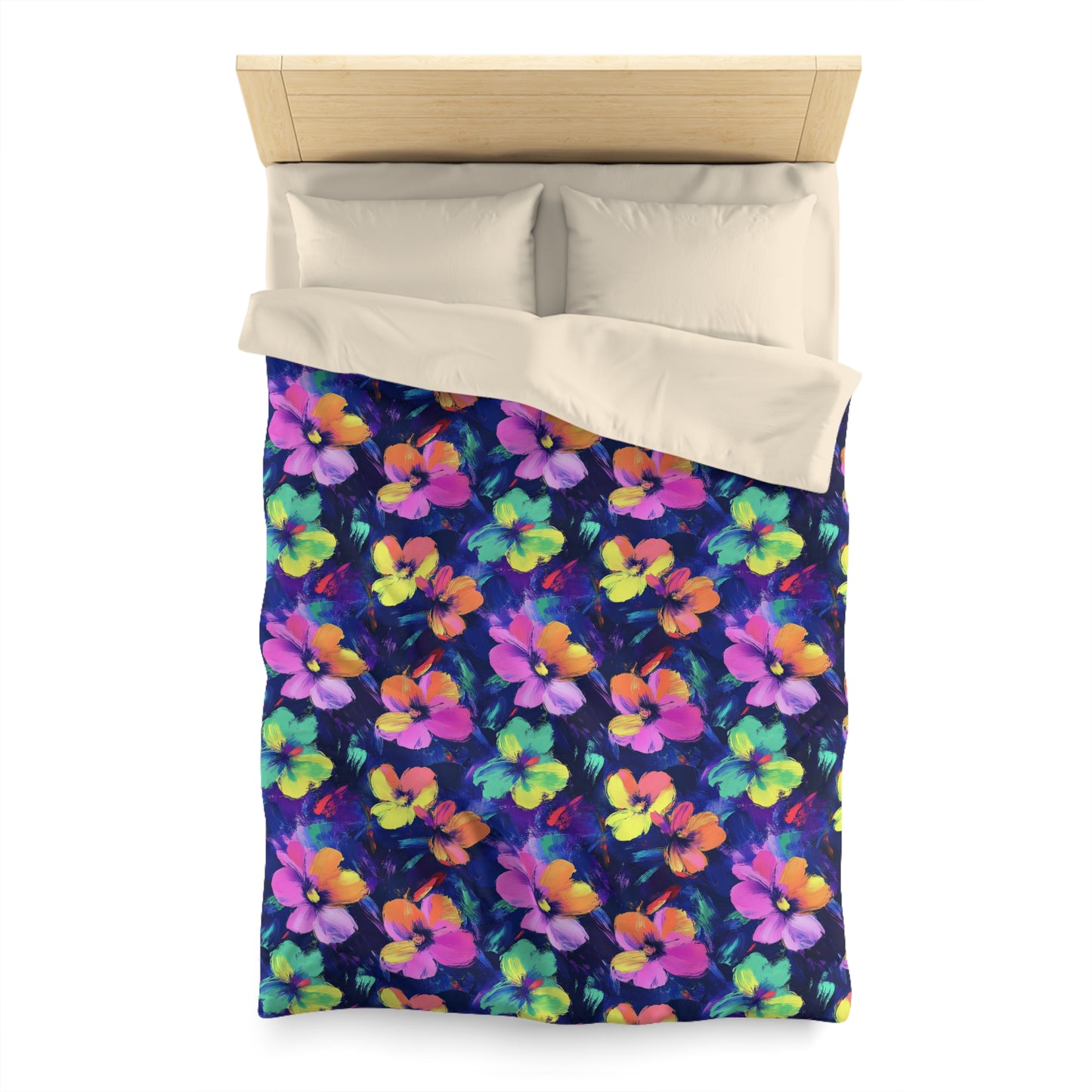 Watercolor Flowers Microfiber Duvet Cover