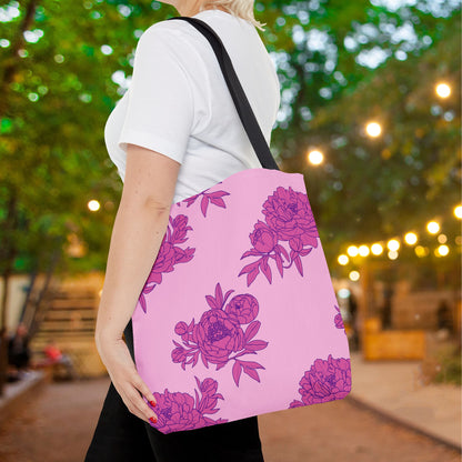 Bubblegum Bloom Peonies Canvas Tote Bag
