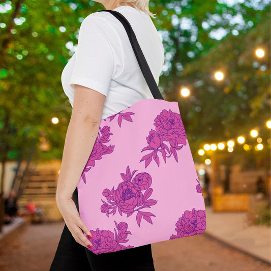 Bubblegum Bloom Peonies Canvas Tote Bag