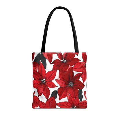 Inked Poinsettias Canvas Tote Bag