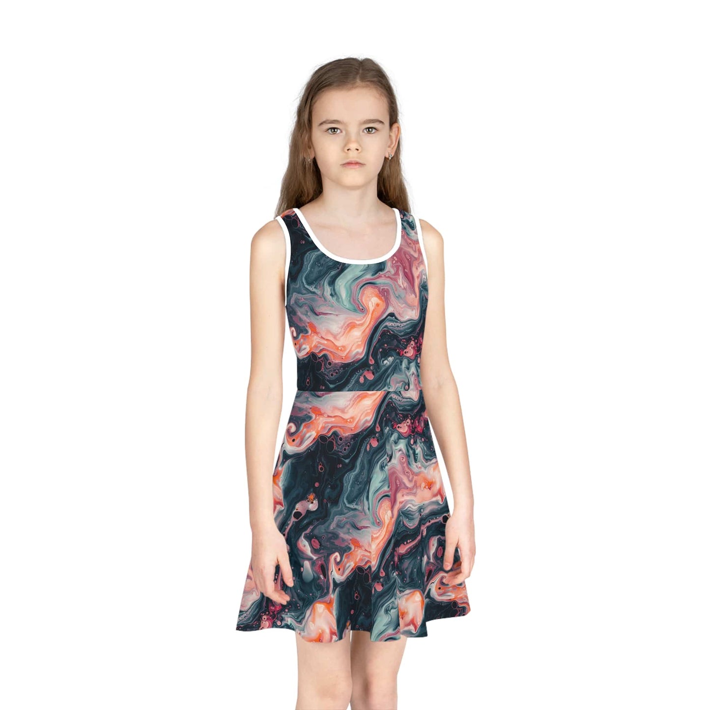 Pink Venom Marble Girls' Sleeveless Sundress