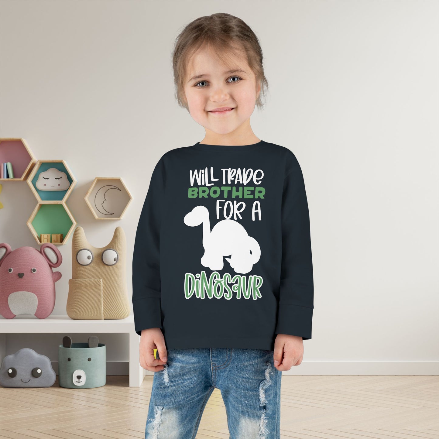 Will Trade Brother for a Dinosaur Toddler Long Sleeve Tee