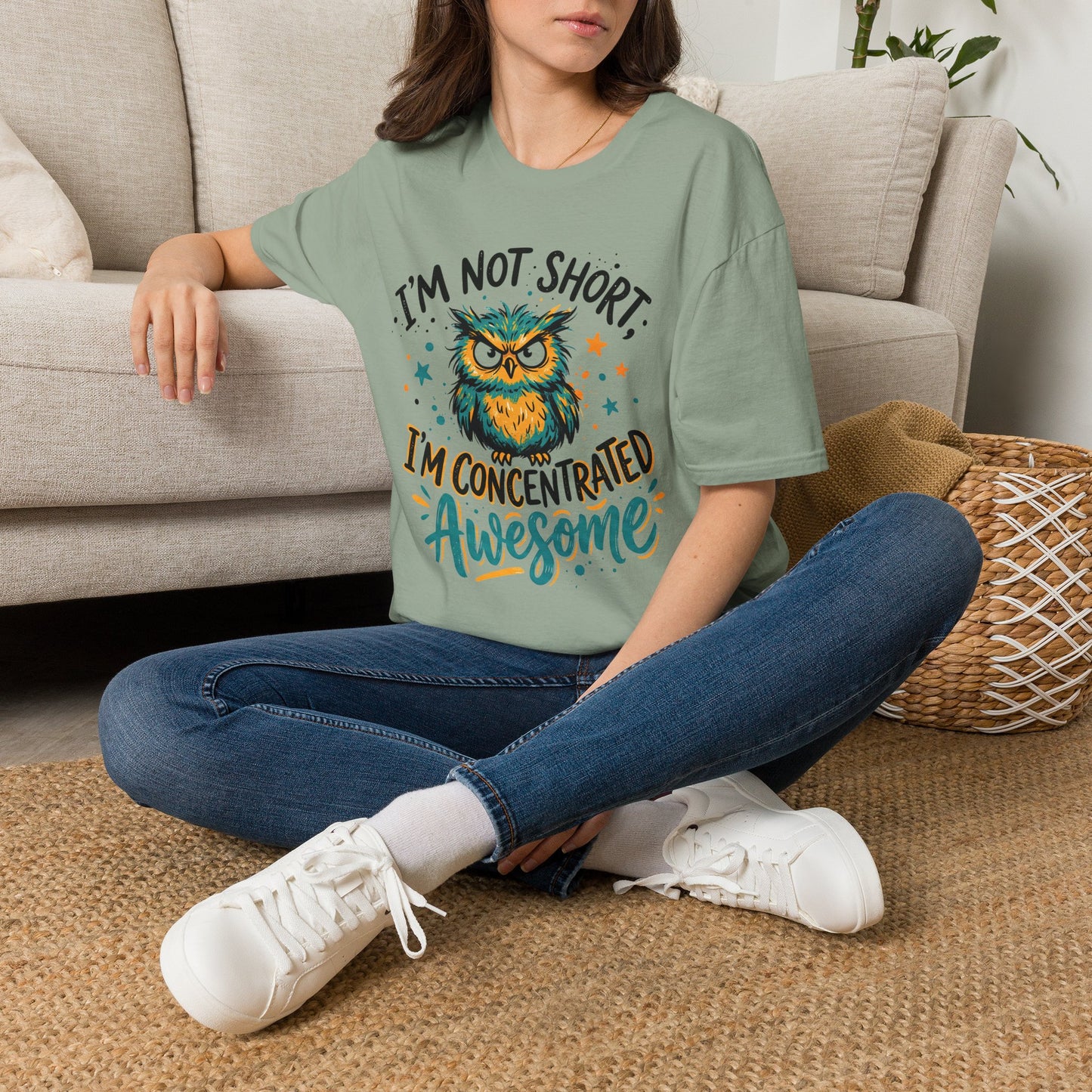 ""I'm Not Short I'm Concentrated Awesome (Owl) Adult T-shirt