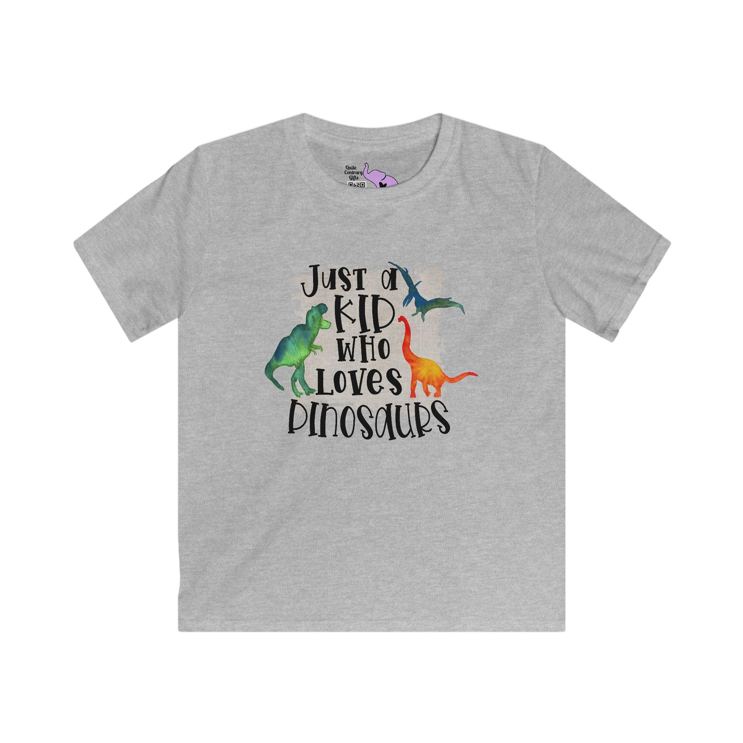 Just A Kid Who Loves Dinosaurs Kids Softstyle Tee