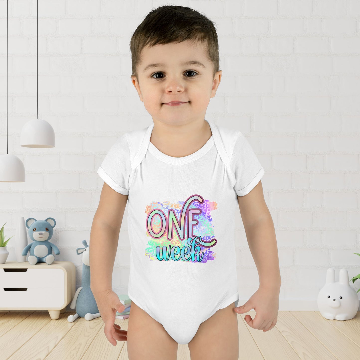 Pastel Wild One Milestone Baby Bodysuit-One Week