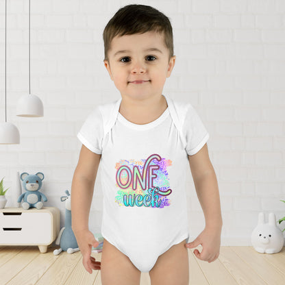 Pastel Wild One Milestone Baby Bodysuit-One Week
