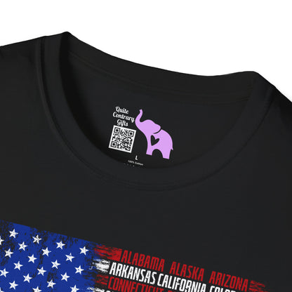 American Flag w/States Horizontal Adult Tshirt