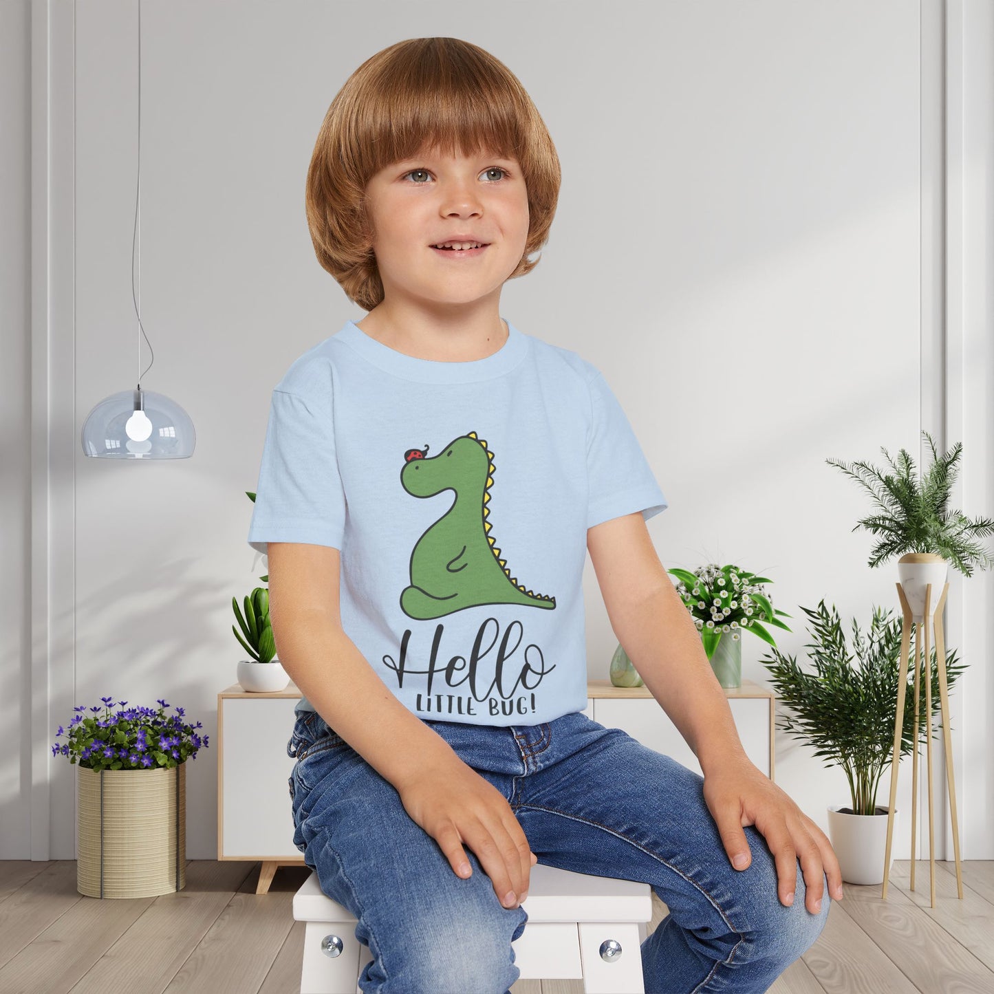 Hello Little Bug (Dinosaur) Heavy Cotton™ Toddler T-shirt