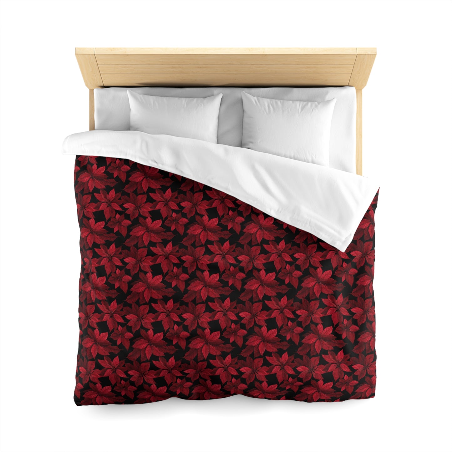 Midnight Poinsettia Garden Microfiber Duvet Cover