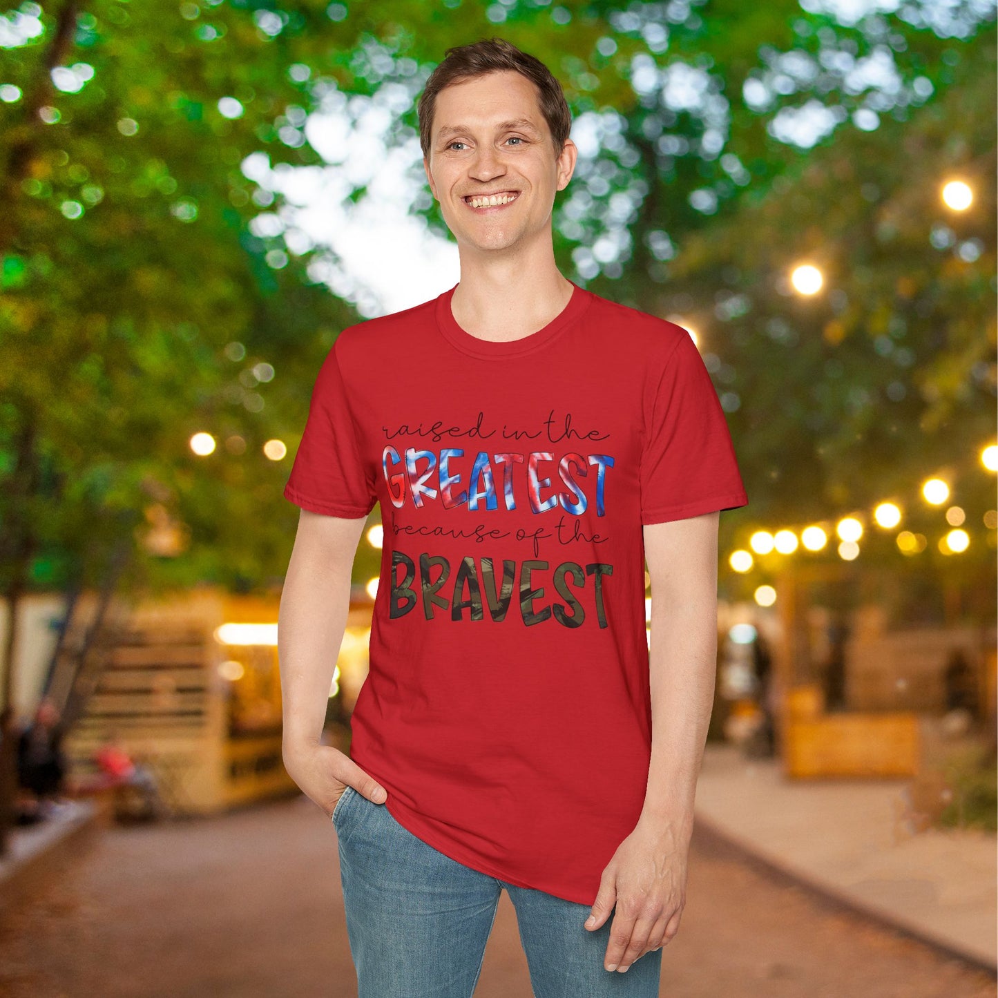 Raised In The Greatest Because Of The Bravest Adult T-shirt