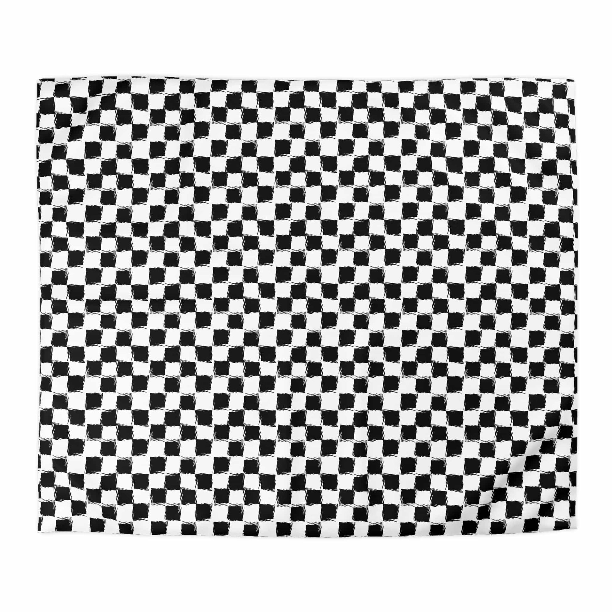Distorted Check Microfiber Duvet Cover