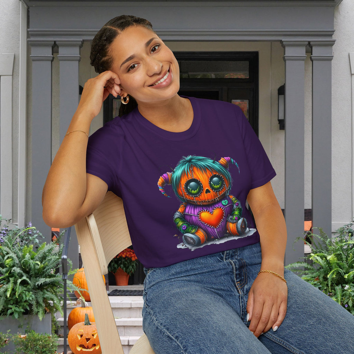 Patchwork Pumpkin Heart Adult T-shirt