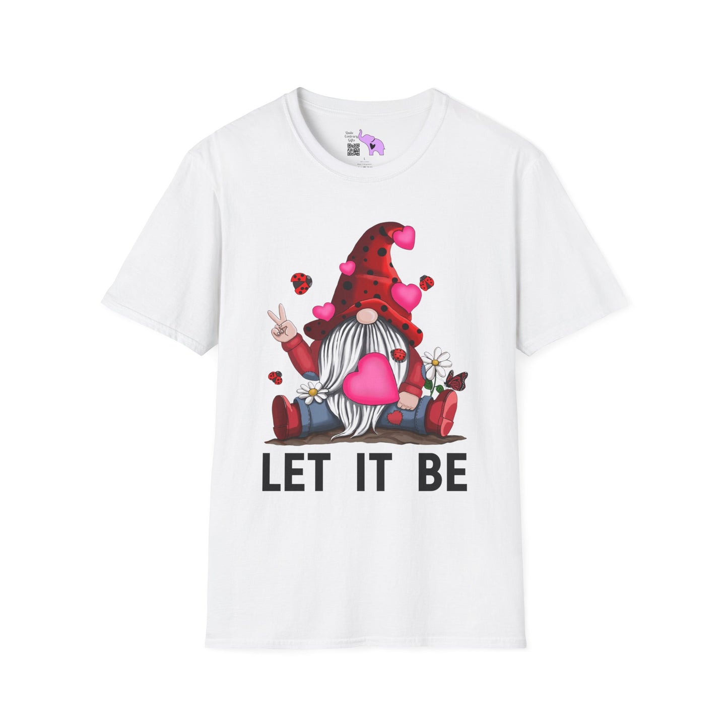 Let It Be Valentine Gnome Peace Sign Adult T-shirt