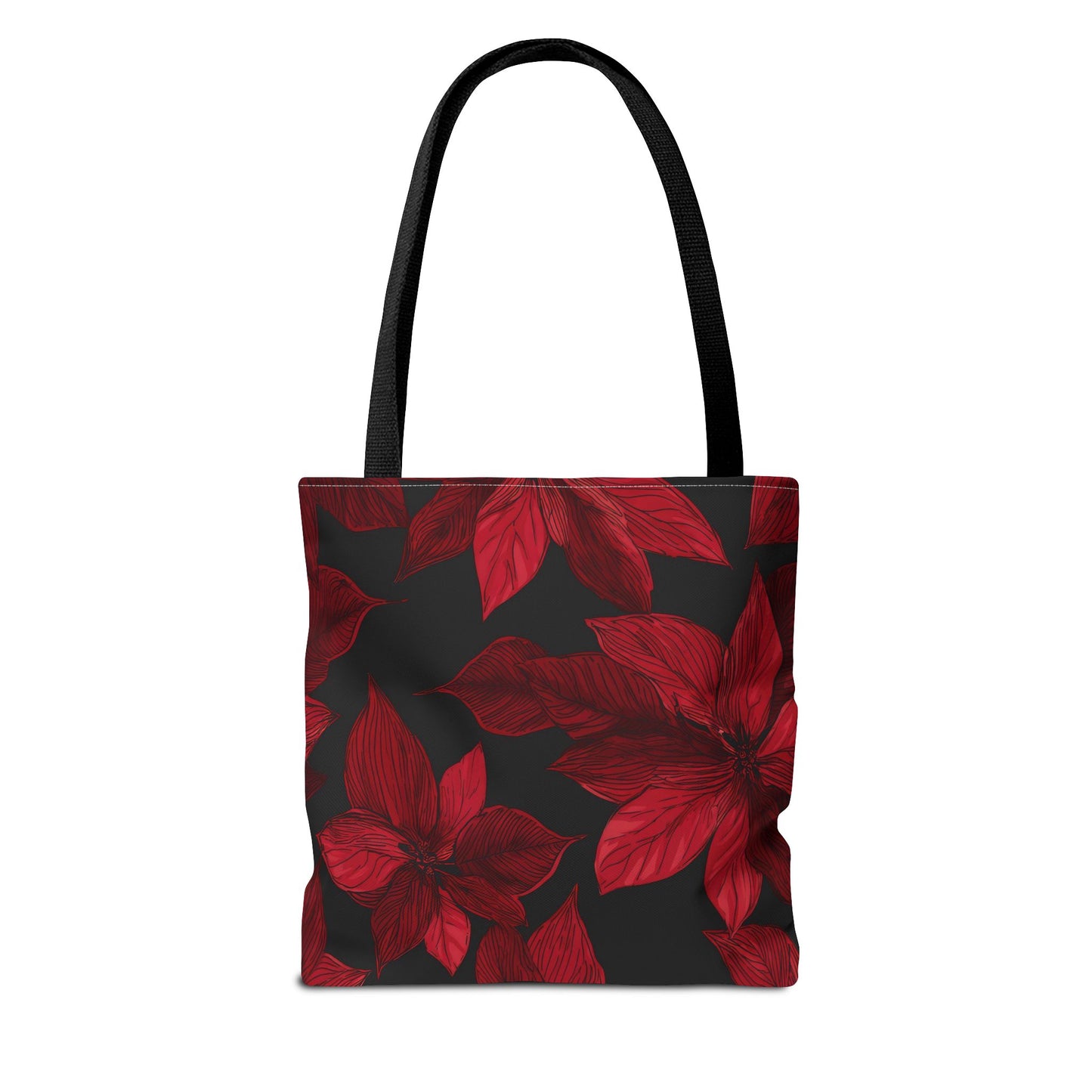 Midnight Poinsettia Garden Canvas Tote Bag
