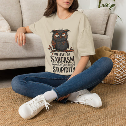 ""My Level of Sarcasm Depends on Your Level of Stupidity (Owl) Adult T-shirt