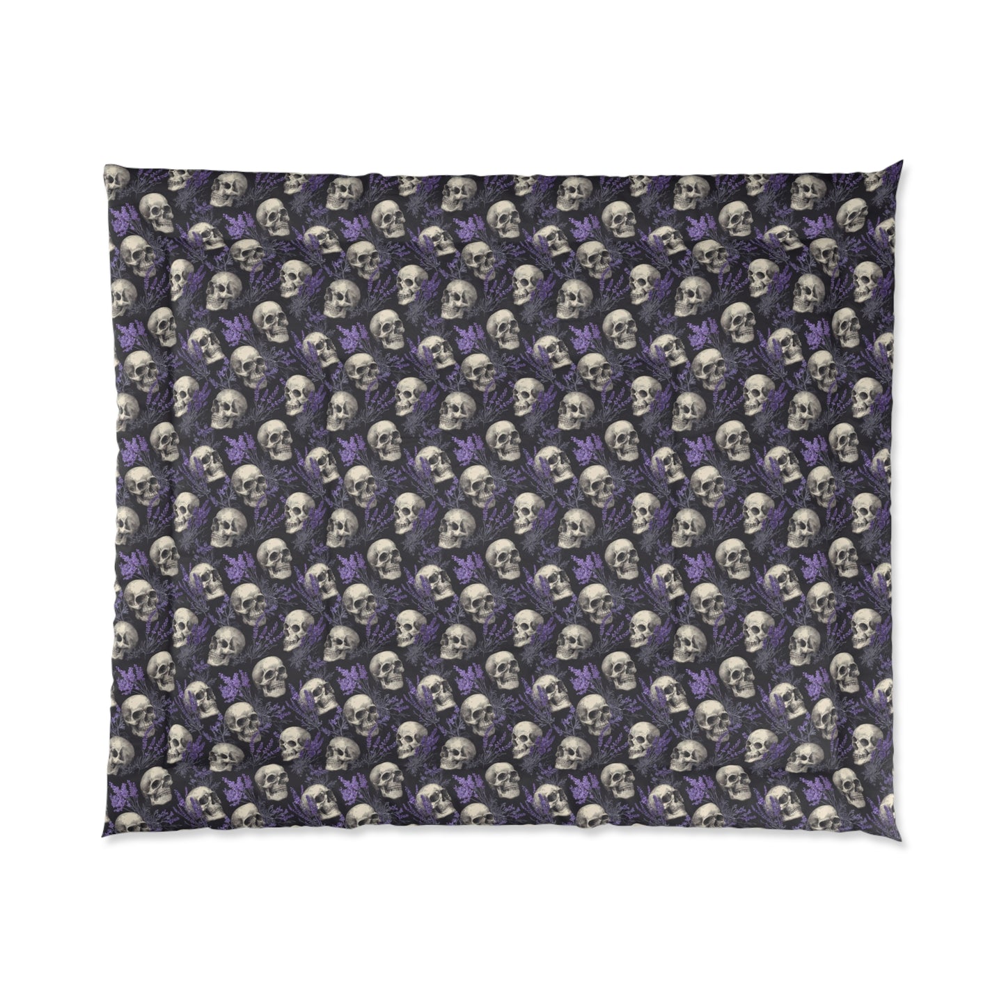 Midnight Lavender Skulls Comforter