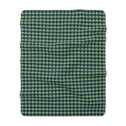 Diamond Bloom-Sage & Navy Fleece Blanket
