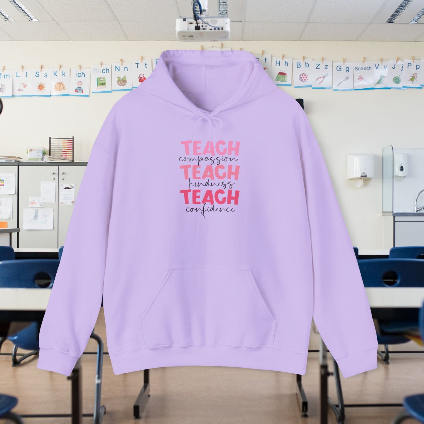 Teach Compassion, Kindness, Confidence Heavy Blend™ Hooded Sweatshirt