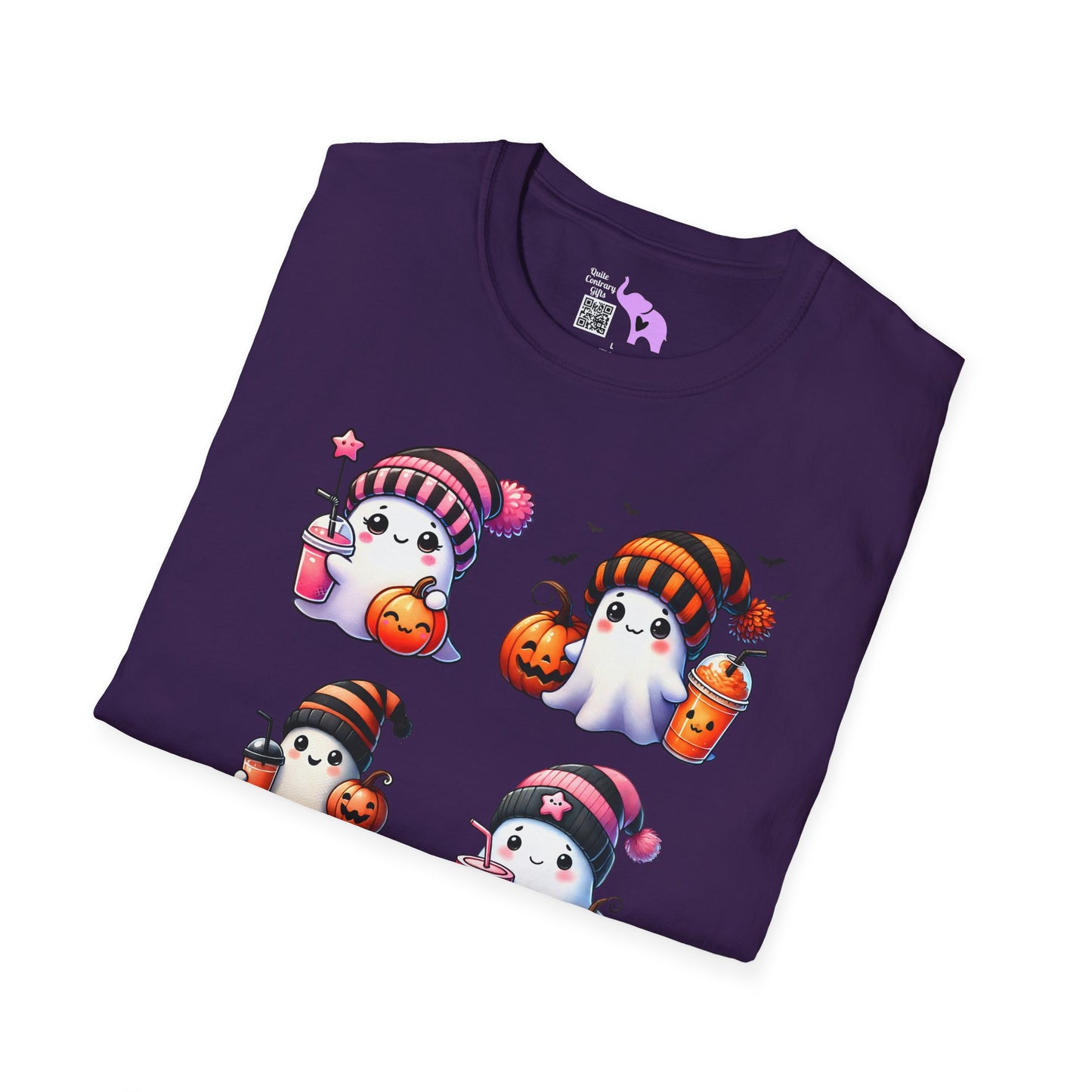 Cute Ghosts w/Pumpkins Adult T-shirt