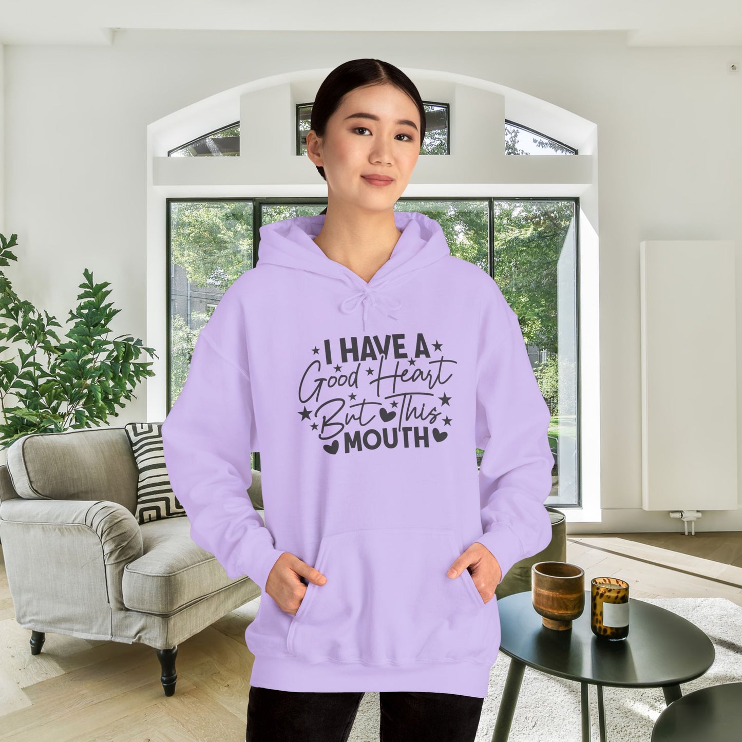 I Have A Good Heart But This Mouth... Heavy Blend™ Hooded Sweatshirt
