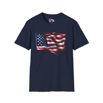 Waving American Flag Adult T-Shirt