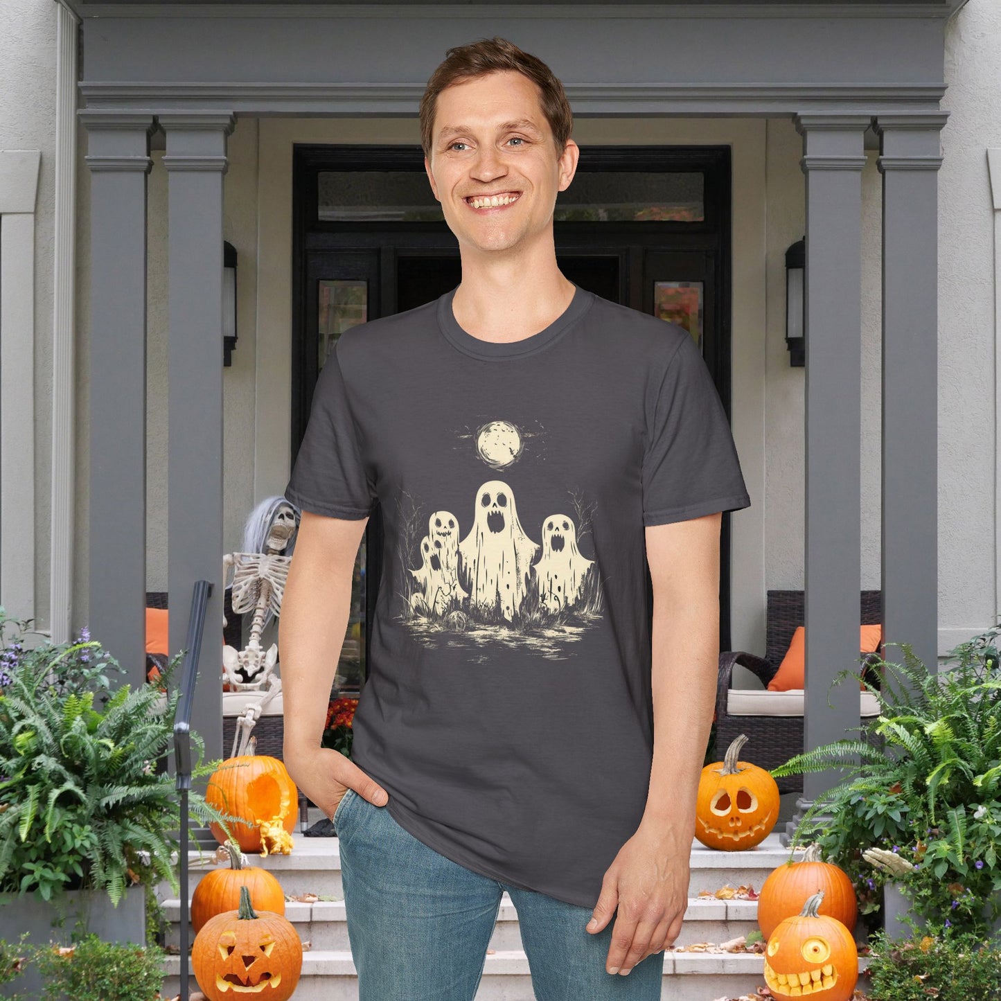 Creepy Ghost Trio Adult T-shirt