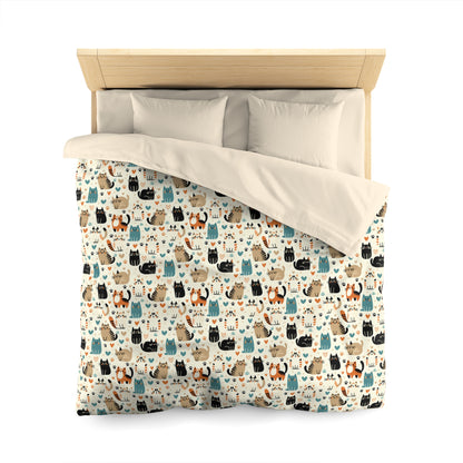 Whiskered Wonders Microfiber Duvet Cover
