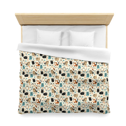 Whiskered Wonders Microfiber Duvet Cover