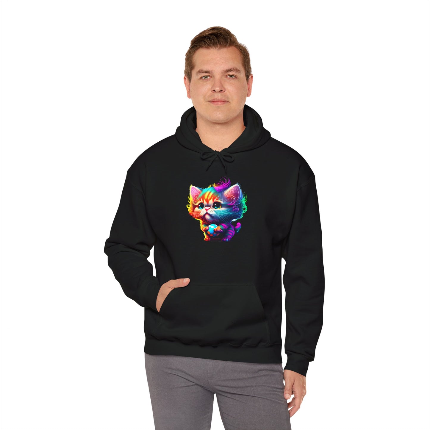 Cute Colorful Kitten Heavy Blend™ Hooded Sweatshirt